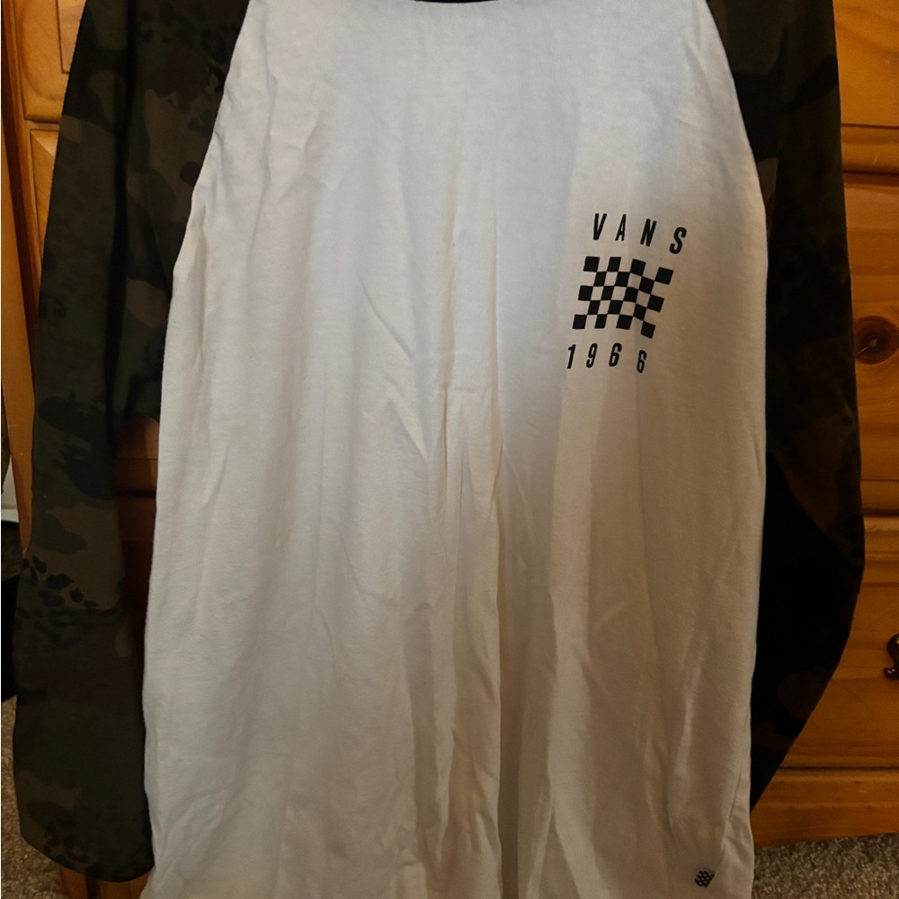 Vans White and Camouflage Raglan Shirt